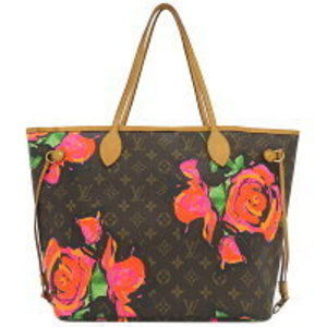 Louis Vuitton Neverfull Tote Bag Brown Pink Floral Shoulder
